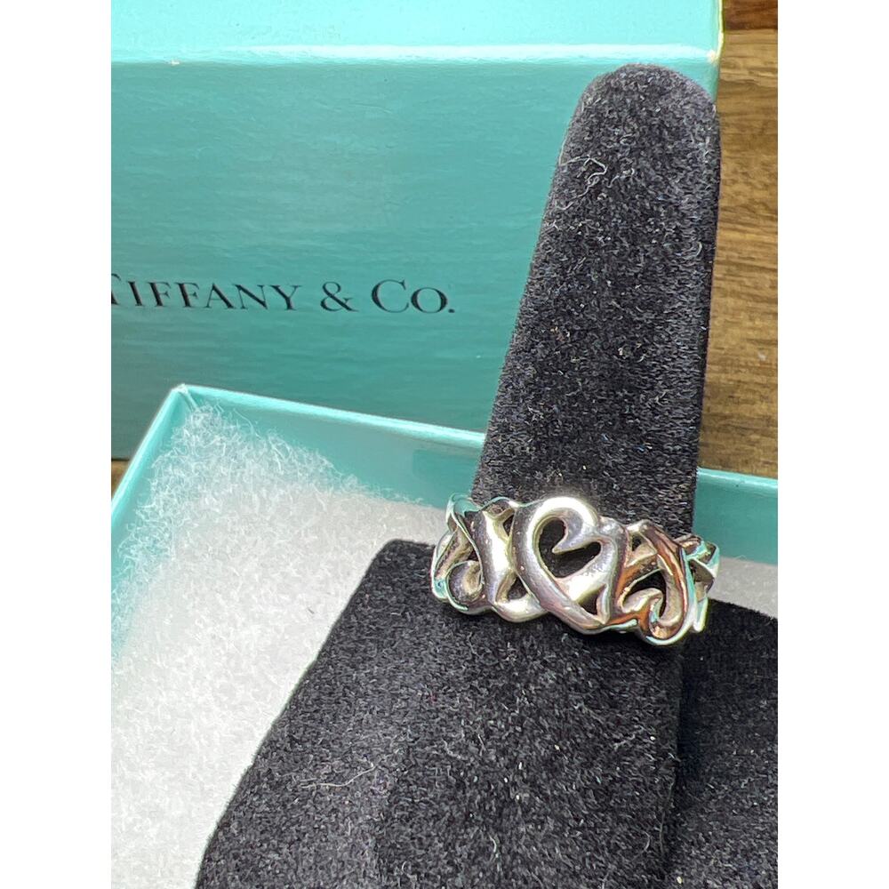 Tiffany & Co. Paloma Picasso Triple Loving Heart Ring Sterling Silver Size 6